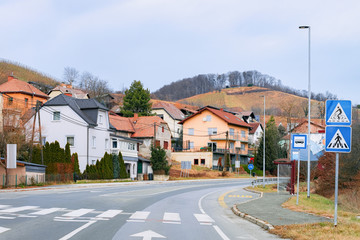 Fototapeta na wymiar Road with pedestrian crossing in Maribor of Slovenia