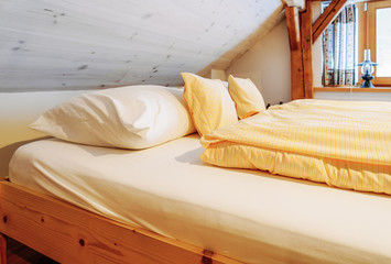 Fototapeta na wymiar Interior of bedroom Modern design of bed style