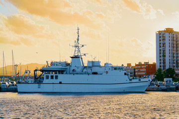 Harbor with Luxury ship at Mediterranean Sea in Olbia