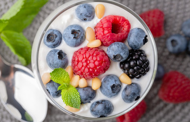 yogurt with a mix of wild berries