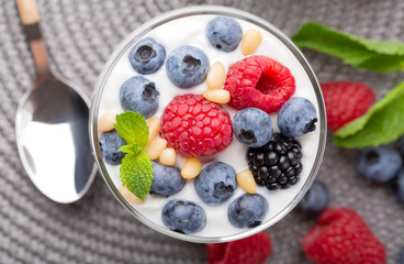 yogurt with a mix of wild berries