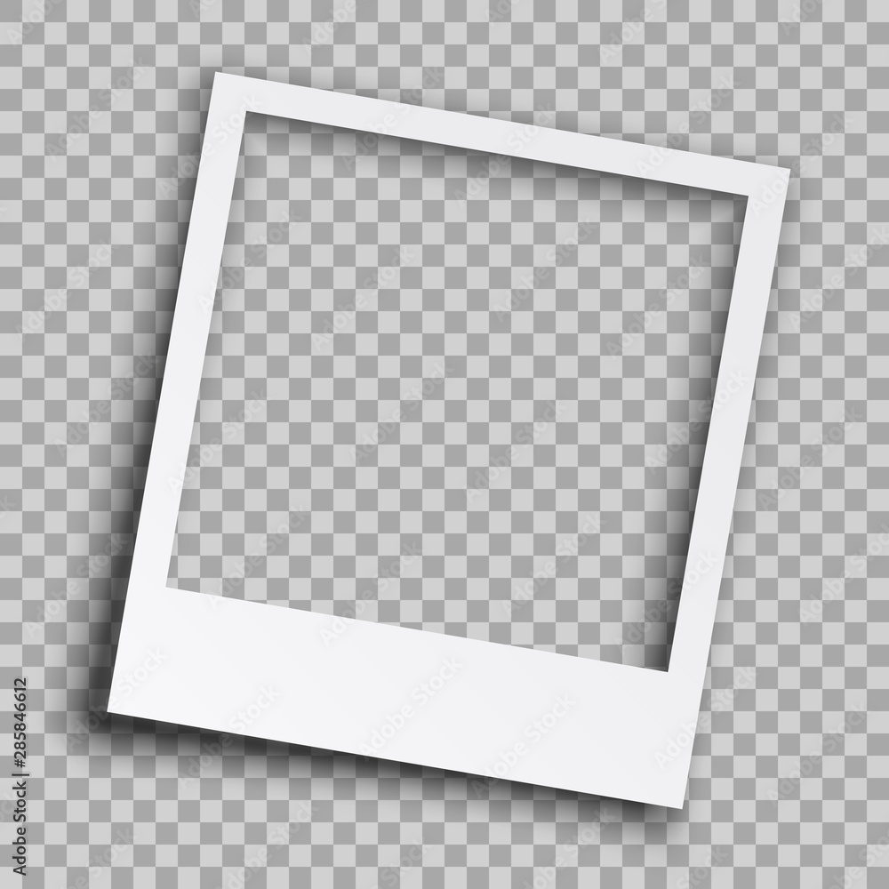 Poster empty white photo frame with shadows - vector