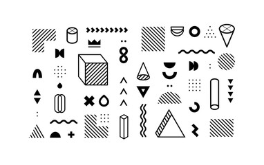 Set of vector geometric shapes. Trendy graphic elements for your unique design.