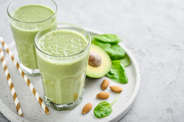 Green smoothie with spinach and avocado