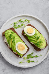 Avocado Sandwich with boiled Egg