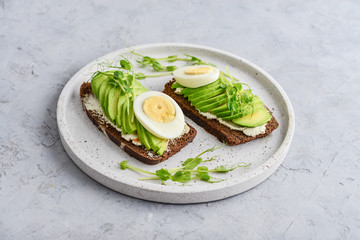 Avocado Sandwich with boiled Egg