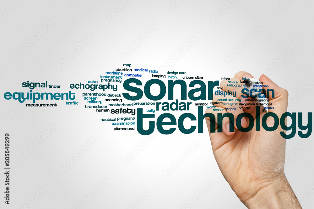 Wall mural Sonar technology word cloud