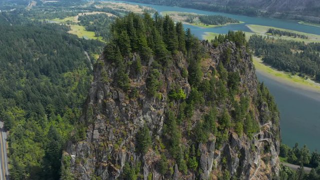 Beacon Rock, an 848-foot (258 m) basalt volcanic plug on the north shore of the Columbia River 32 miles (51 km) east of Vancouver. It was named by Lewis and Clark in 1805.  