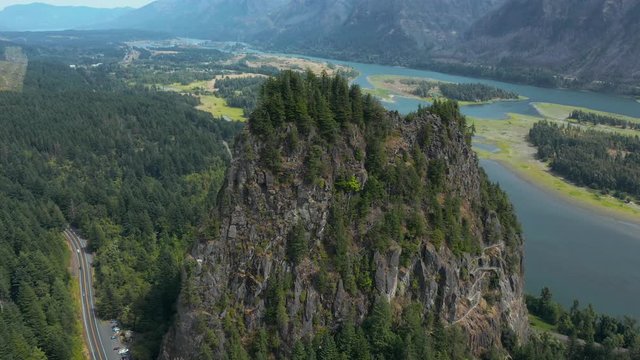 Beacon Rock, an 848-foot (258 m) basalt volcanic plug on the north shore of the Columbia River 32 miles (51 km) east of Vancouver. It was named by Lewis and Clark in 1805.  