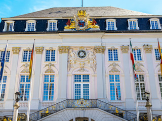The old Rococo Town Hall of Bonn, Germany built in 1737, exterior facade partial view