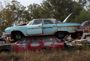 Car graveyard in Australia