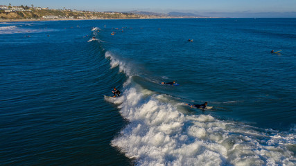surfing doheny state beach, south oc, ca. Aerial