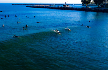surfing doheny state beach, south oc, ca. Aerial