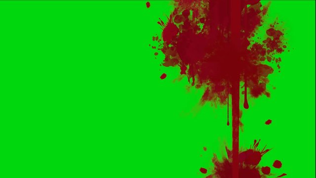 Blood splatter on a green screen.mov