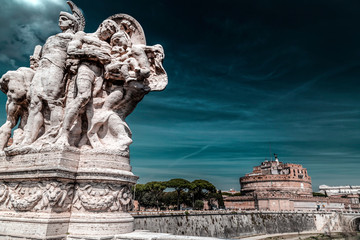 Italian statue against the Sant'Angelo National museum