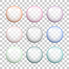 Set of transparent icons vector design. Bubble icons collection