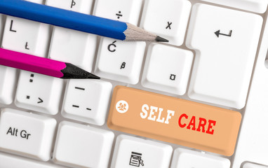 Word writing text Self Care. Business photo showcasing the practice of taking action to improve one...