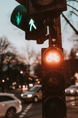 Traffic lights for bicycles at night - 285861455