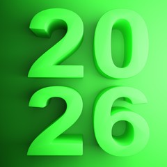 2026 green square icon - 3D rendering illustration
