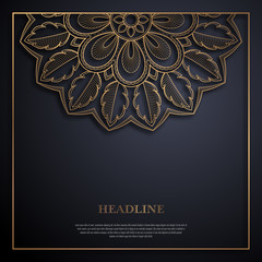 Gold and black greeting card template in retro style. Great design for any purposes: invitation, flyer, menu, brochure or leaflet