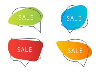 Sale discount icons. Special offer price signs. Speech bubbles or chat symbols. Colored elements. Vector