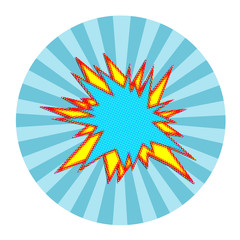 Blank comic book style speech bubble on radial burst background