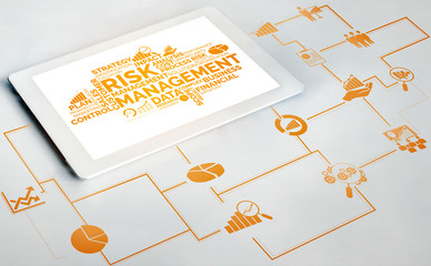 Risk Management and Assessment for Business Investment Concept. Modern graphic interface showing...