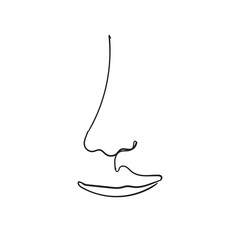 One line drawing woman face. Modern minimalism art, aesthetic contour handdrawn doodle style