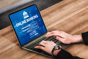 Online Banking for Digital Money Technology Concept. Graphic interface showing money transfer on...