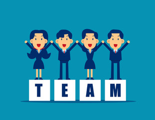 Kid office teamwork. Concept business join vector illustration, Hands, Flat business cartoon.