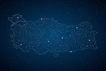 Fototapeta na wymiar Turkey country map creative night stars vector