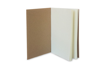 Notebook with brown cover and grid paper