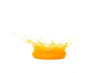 Fresh orange juice splashes on a white background.