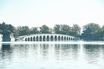 Fototapeta na wymiar Seventeen-Arch Bridge in Summer Palace, Beijing