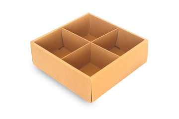 Brown paper box with 4 partition, 4 slots box
