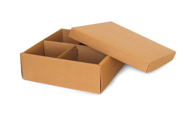 Brown paper box with 4 partition, 4 slots box with cover