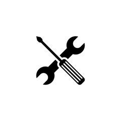 Screwdriver and wrench icon isolated on white background.