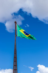 A beautiful view on Brazil flag in Brasilia, Brazil.