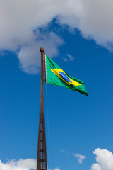 A beautiful view on Brazil flag in Brasilia, Brazil.