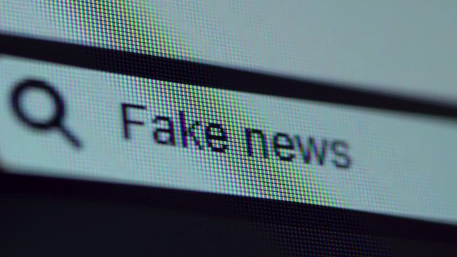 Browser bar with Fake News text typed on the computer screen. Shot in 4k resolution