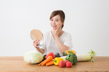 野菜と女性