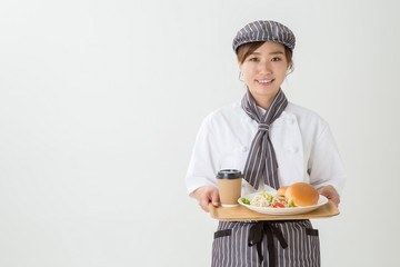 コックコートを着た女性