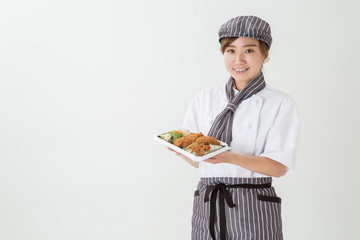 コックコートを着た女性