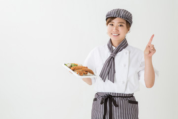 コックコートを着た女性