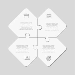 Four jigsaw puzzle square diagram info graphic