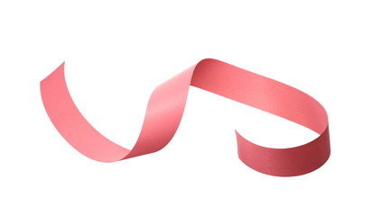 Pink ribbon roll isolated on white background.