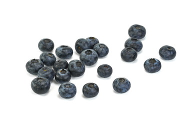 Sweet blueberries isolated on white .