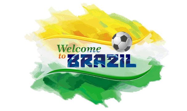 The Brazilian flag background with a football. 
