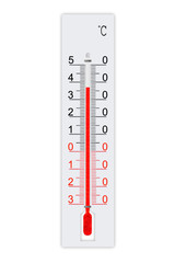 Celsius scale meteorology thermometer for measuring weather heat and cold. Thermometer isolated on white background. Air temperature degrees