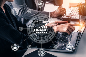 Finance and Money Transaction Technology Concept. Icon Graphic interface showing fintech trade...